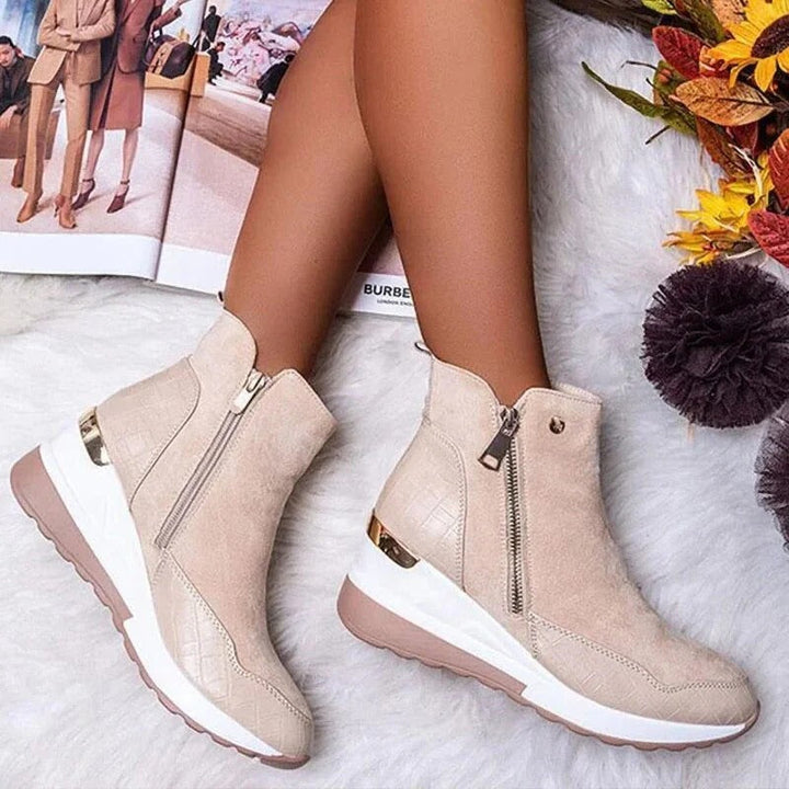 Orthopedic Mid-Height Leather Ankle Boots