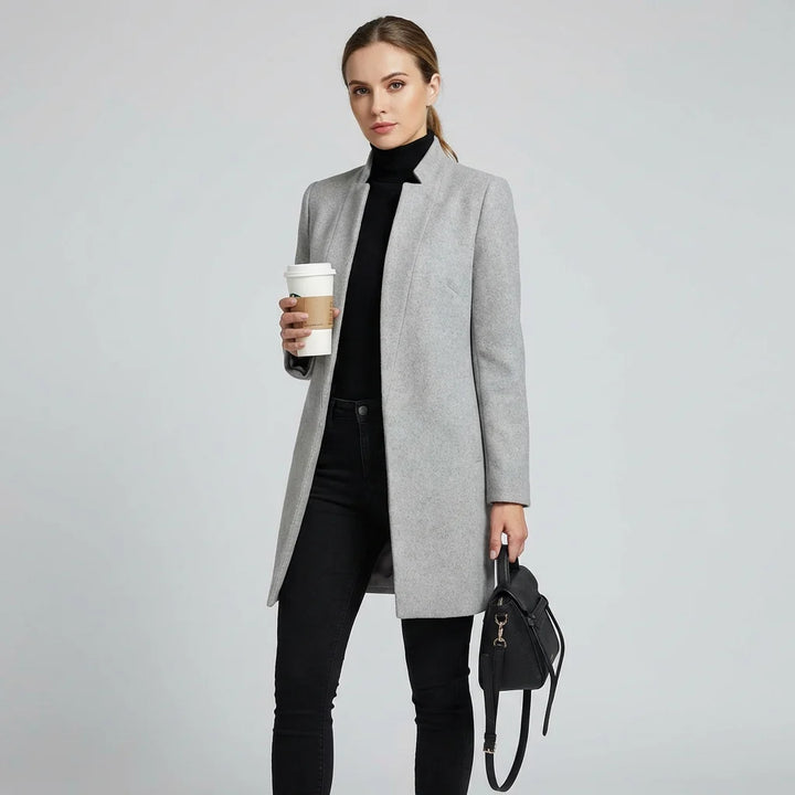 Women’s Stand-Collar Winter Coat  – Elegant Over-Layer with Classic Warmth