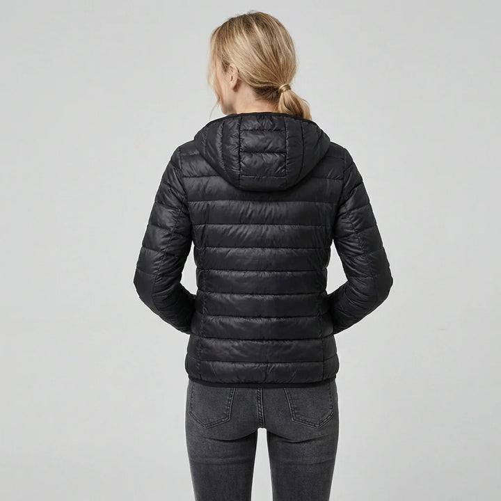 Ultra-Light, Packable Down Coat with Hood for Women