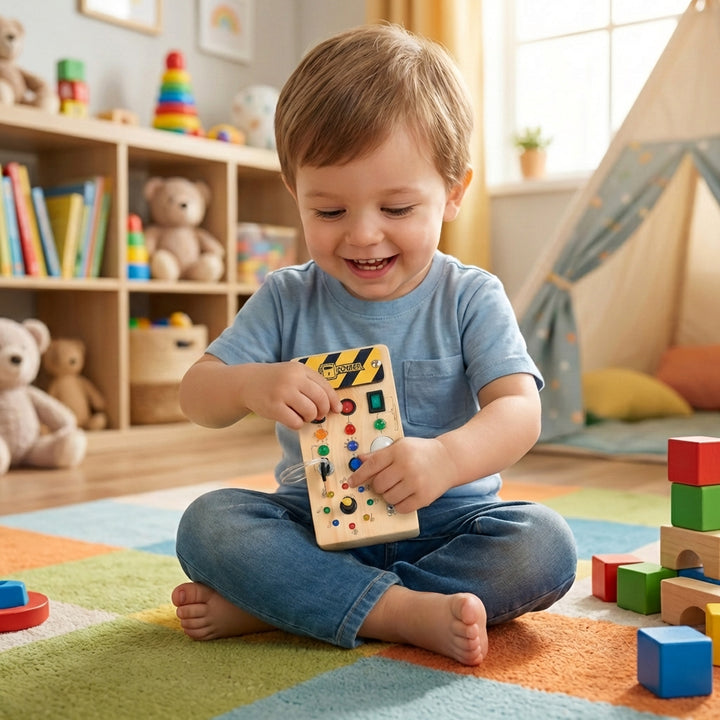 Montessori Busy Board with LED Lights
