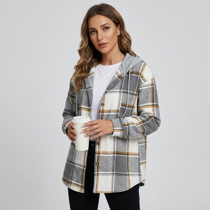 Women's Checked Hooded Coat