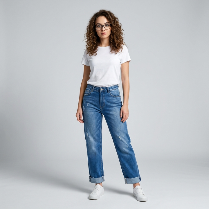 Women's Asymmetric Straight-Leg Jeans