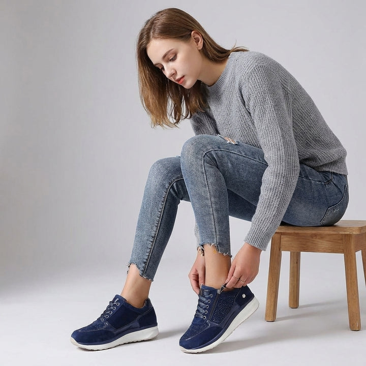 Women's Sneakers with Crystal Accents and Platform Sole