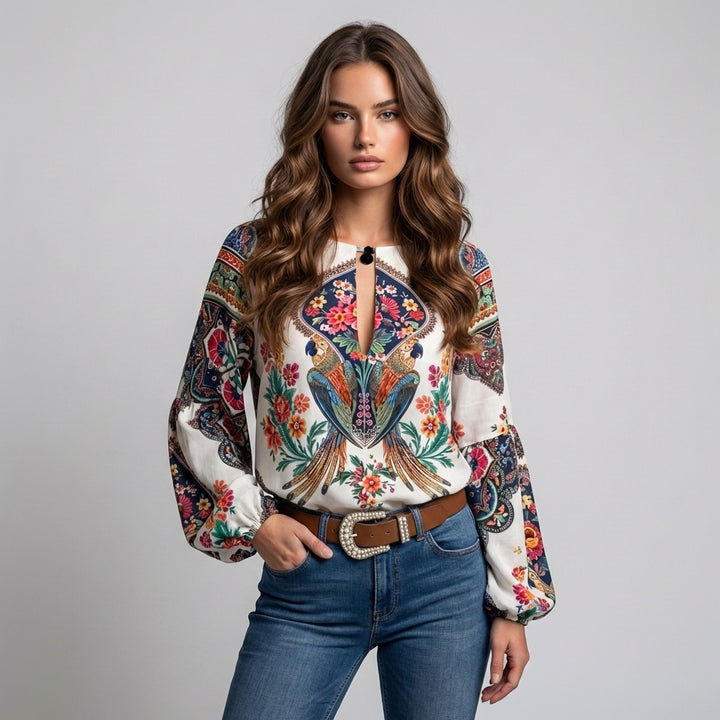 Women's Lightweight Floral Blouse – Breezy Elegance for Warm Days