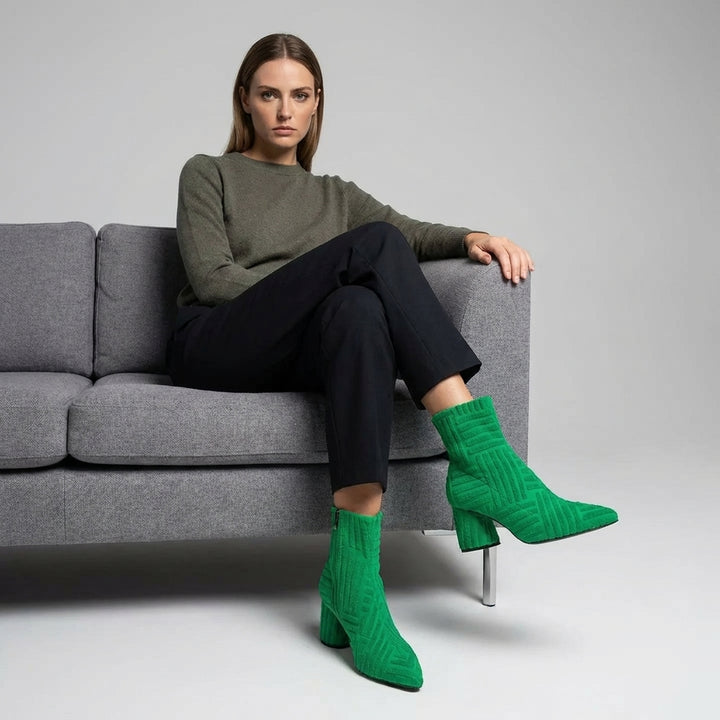 Solid Color Block Heel Women's Boots