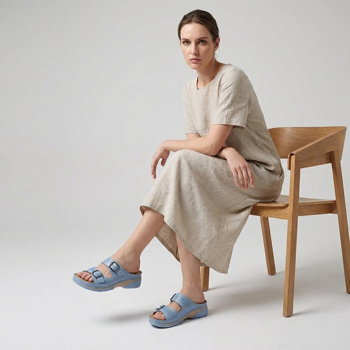 Comfortable Wedge Sandals with Double Buckle