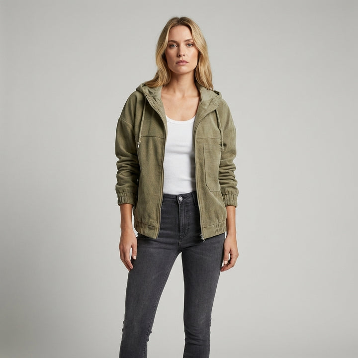 Casual Corduroy Jacket with Hood