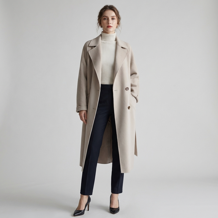 Women’s Long Wool Coat – Elegant Layer for Cold Days