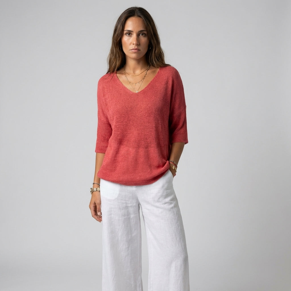 Women’s Knit V-Neck Top – Casual Style with Everyday Flair