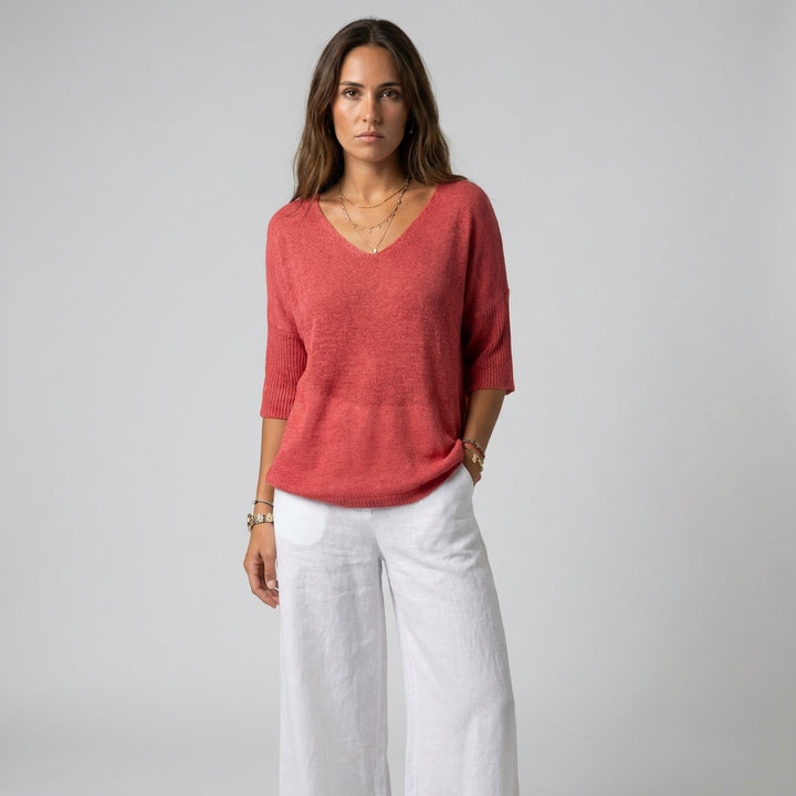Women’s Knit V-Neck Top – Casual Style with Everyday Flair