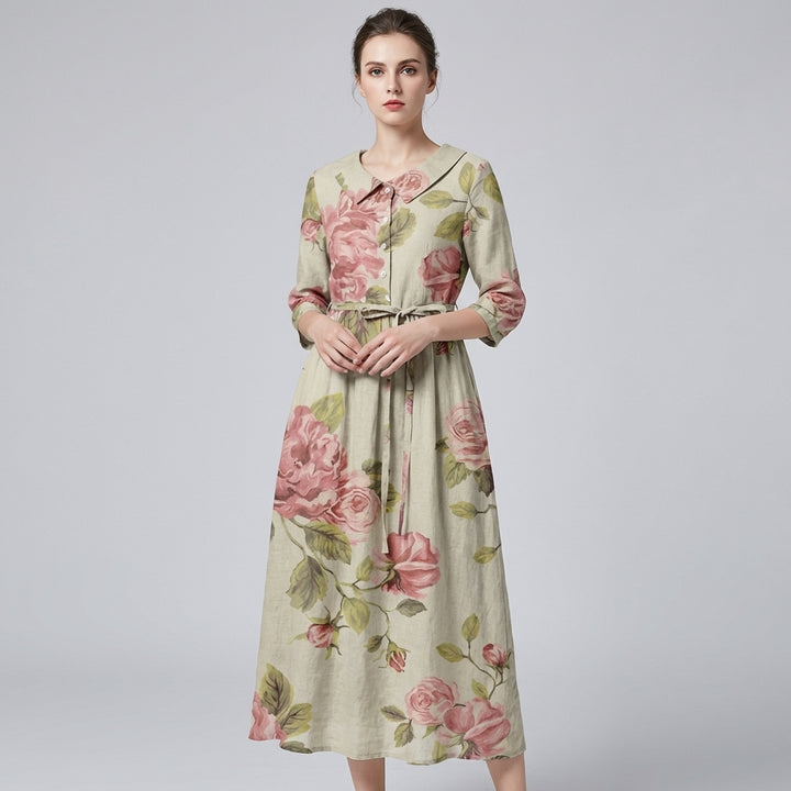 Women’s Vintage Botanical Lapel Dress