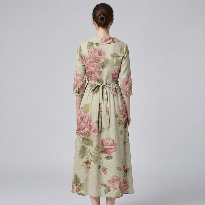 Women’s Vintage Botanical Lapel Dress
