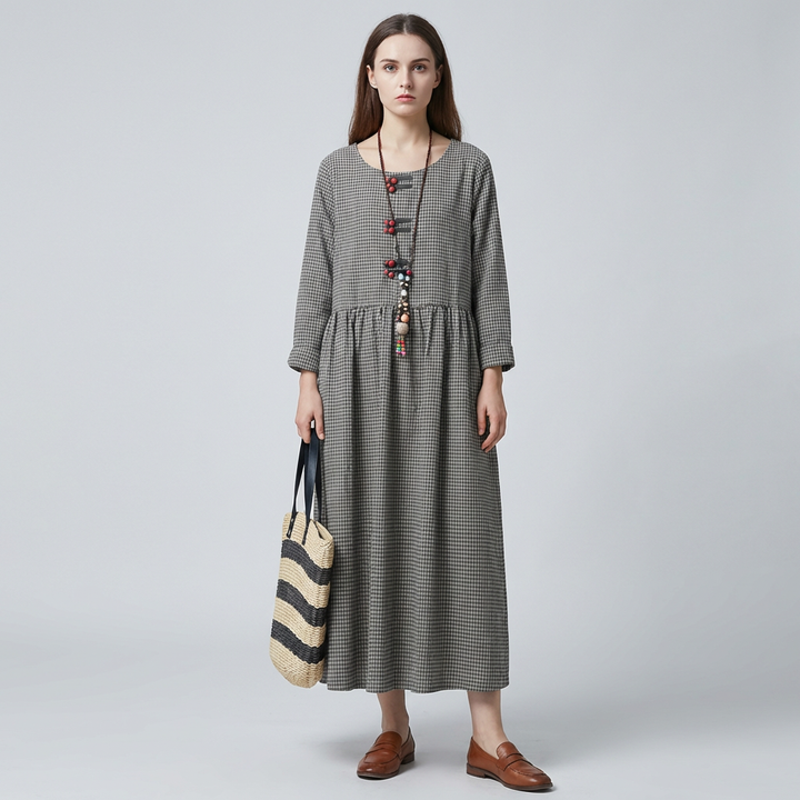 Women’s Long Sleeve High Waist Swing Maxi Dress