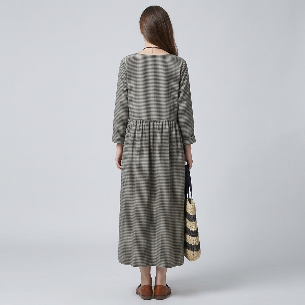 Women’s Long Sleeve High Waist Swing Maxi Dress