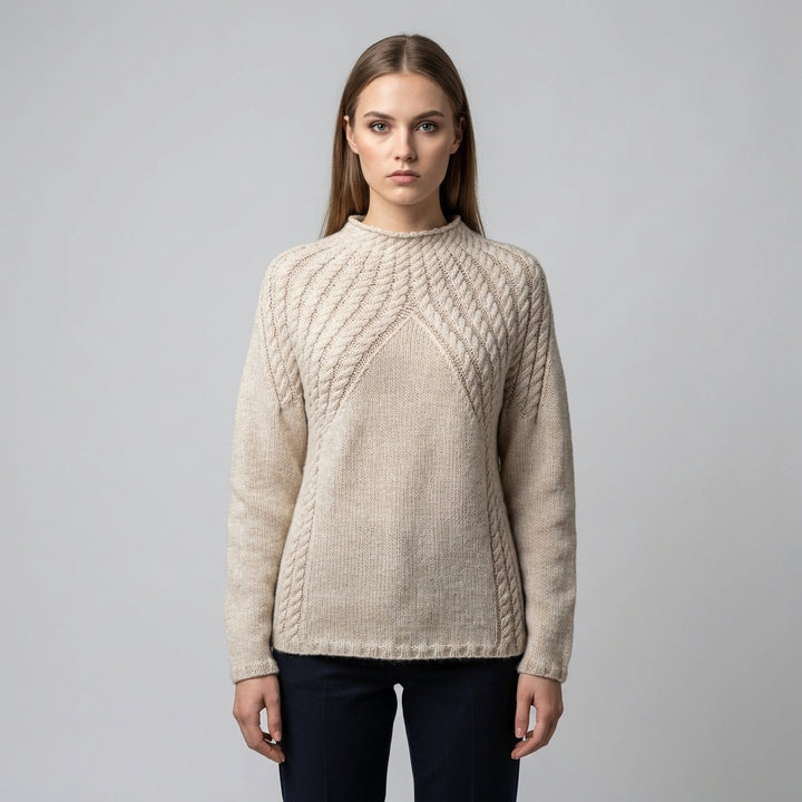 Women’s Round Neck Jumper – Apricot Solid Long Sleeve Style