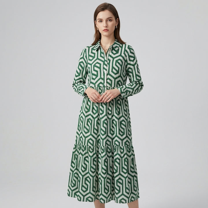 Women’s Long-Sleeve Geometric Dress