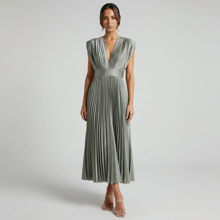 Women’s Modern V-Neck Sleeveless Dress – Chic Day-to-Evening Style