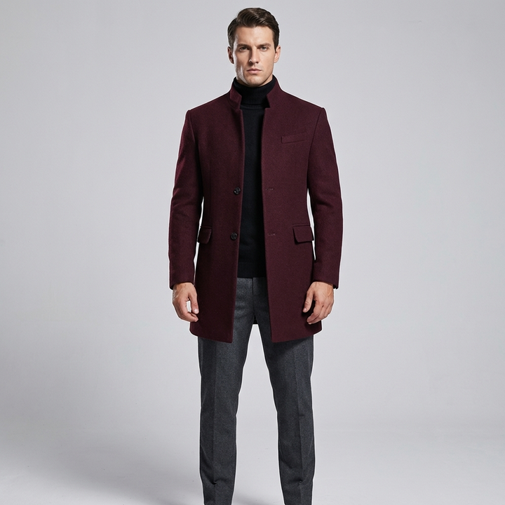 Men’s Elegant Wool-Blend Coat – Refined Classic Outerwear