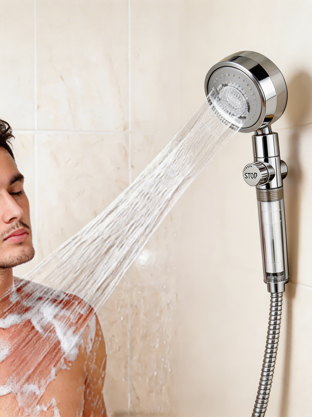 Shower Head with Rotating Propeller  High-Pressure Rain Effect