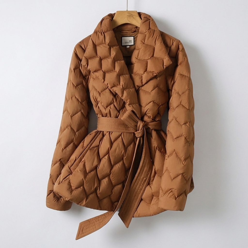 Womens Down Coat with Belt