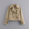 Women’s Cropped Trench Coat with Double Buttons