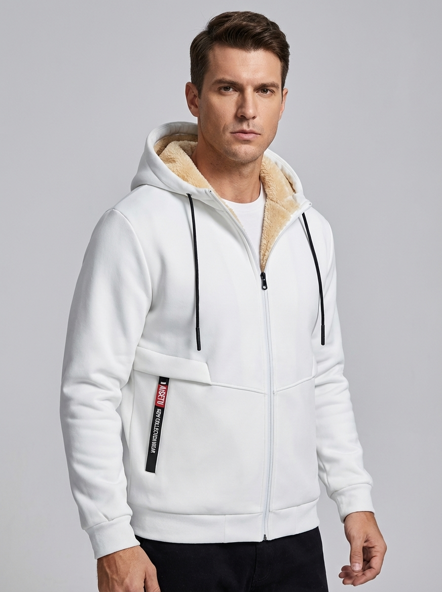 Men’s Fleece Pullover Coat with Fur Lining