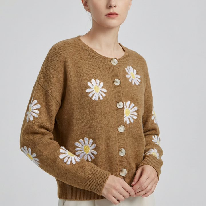 Floral Knit Sweater for Women