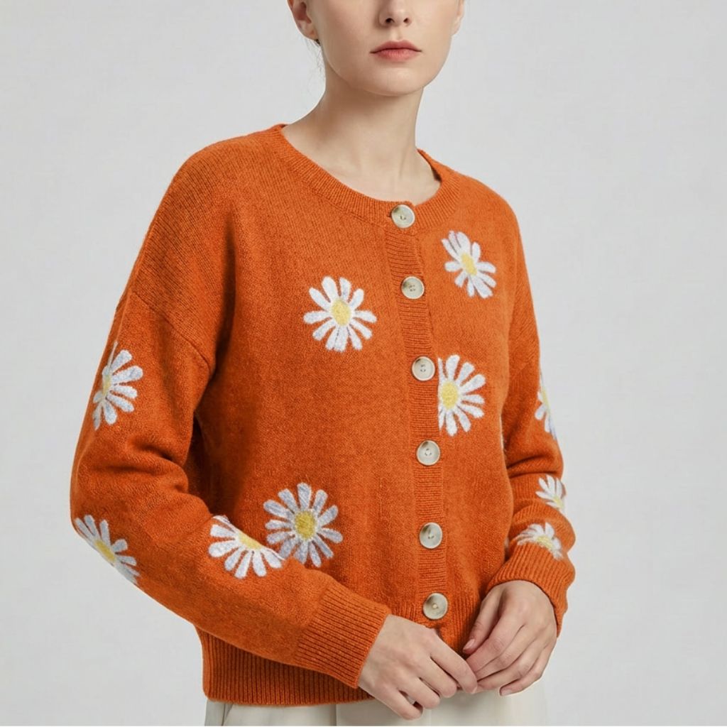 Floral Knit Sweater for Women