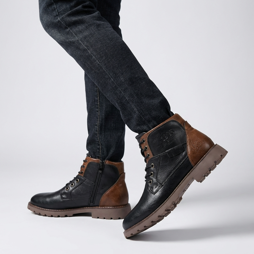 Men's Leather Zipper Dress Boots Sleek & Durable