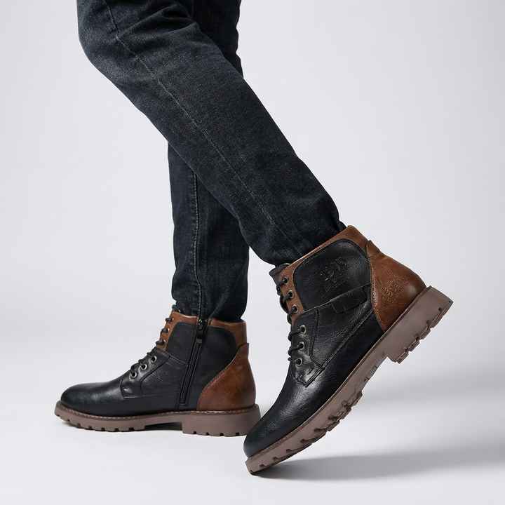 Men's Leather Zipper Dress Boots Sleek & Durable