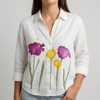 Women's V-Neck Floral Print Shirt & Long Sleeves