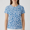 Women's Blue Print T-Shirt Round Neck & Short Sleeves