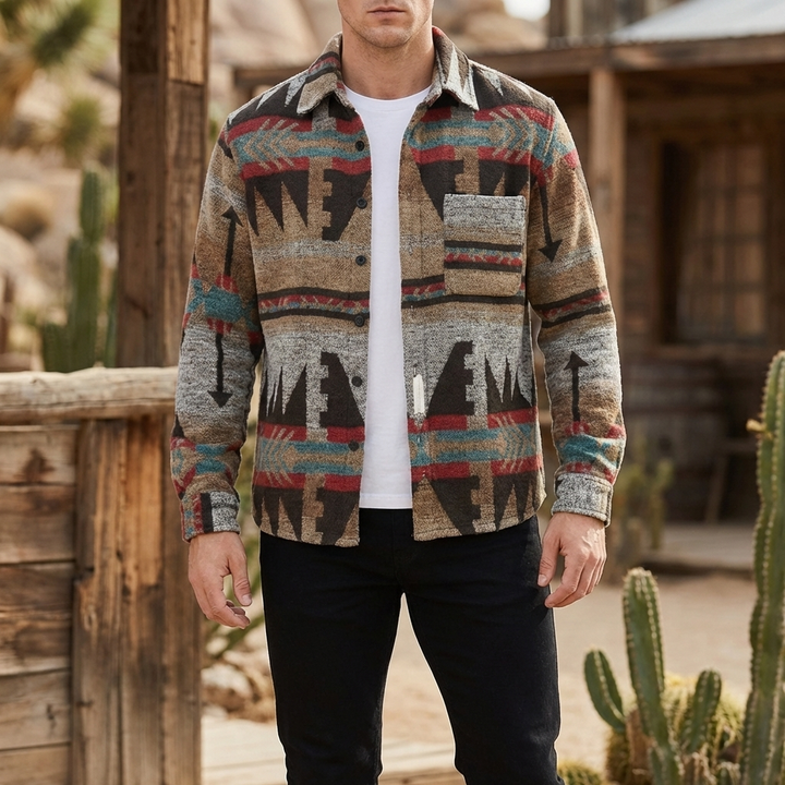 Southwestern Aztec Print Shirt Jacket