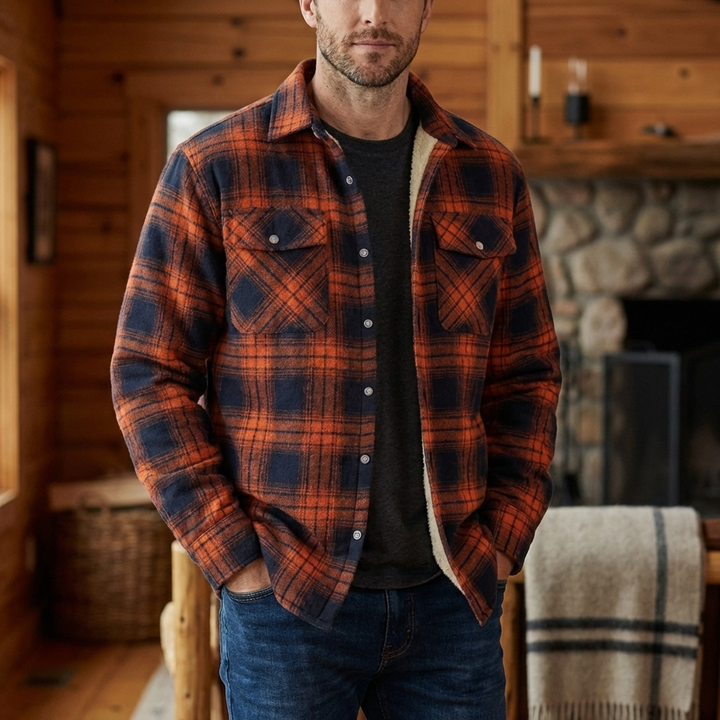 Fleece-Lined Checked Jacket