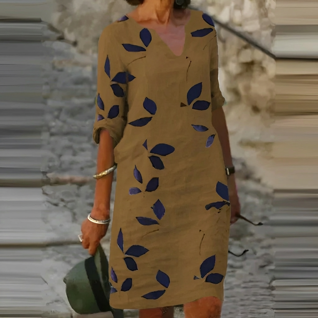Women's Leaf Print Summer Dress