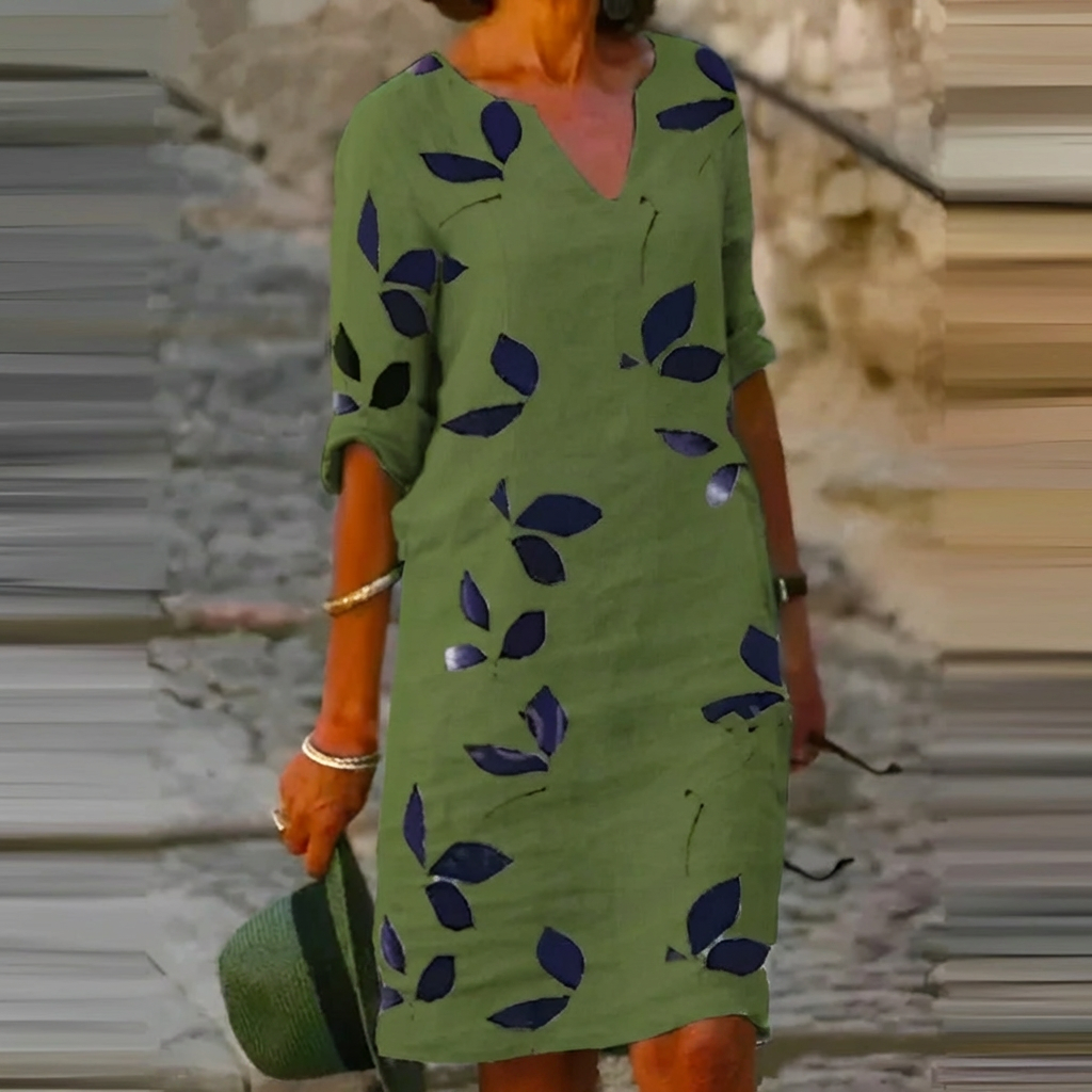 Women's Leaf Print Summer Dress