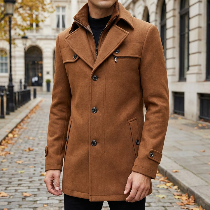 Men’s Jacket with Lapel Collar and Buttons