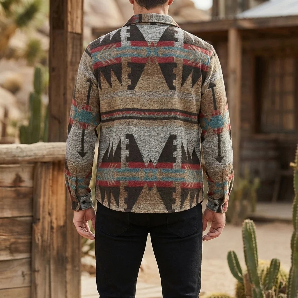 Southwestern Aztec Print Shirt Jacket