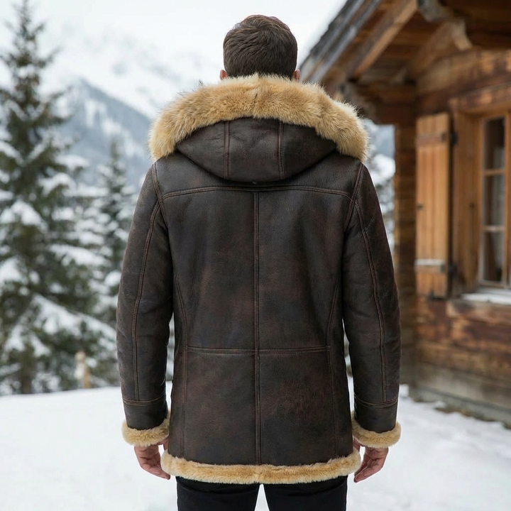 Men's Winter Jacket with Sheepskin Hood
