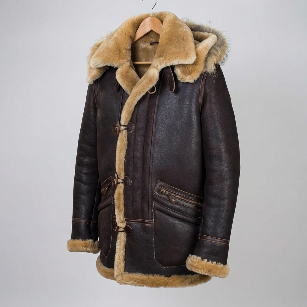 Men's Winter Jacket with Sheepskin Hood