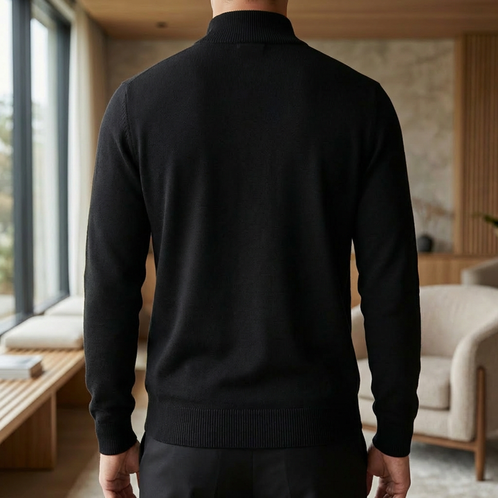 Men’s Pullover with Quarter Zip and Ribbed Hem