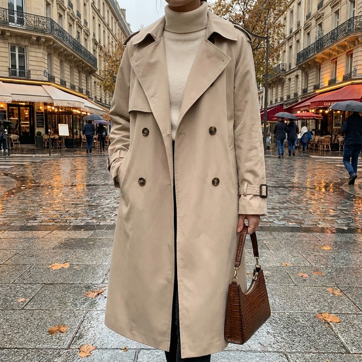 Classic Double-Breasted Trench Coat for Women