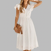Women's Flowy V-Neck Ruffled Midi Dress