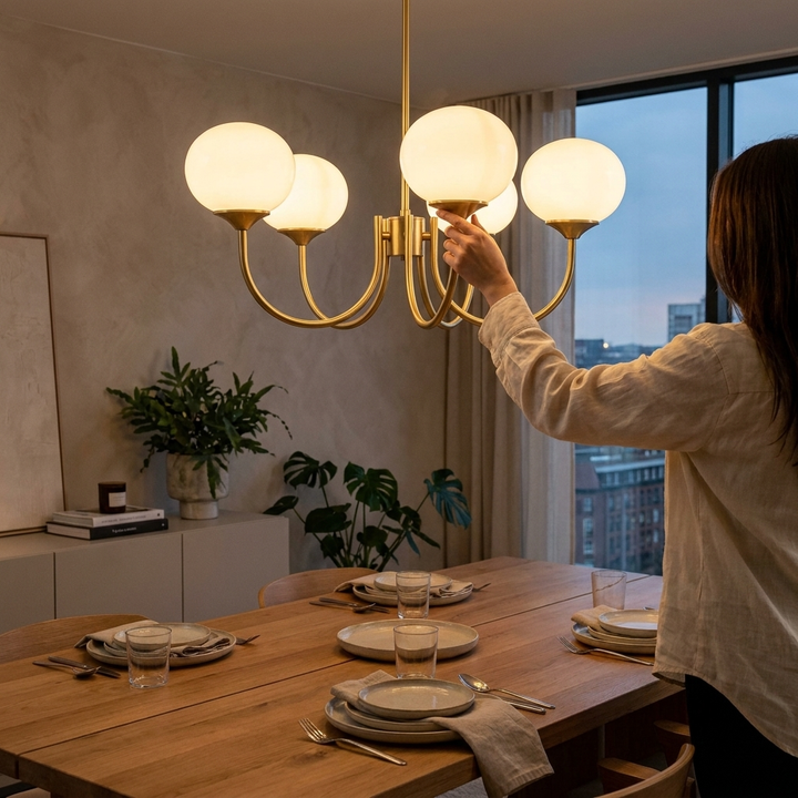 Modern Pink and Gold Chandelier Ceiling Light