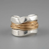 Silver Ring With Wrapped Gold-Tone Wire Accents