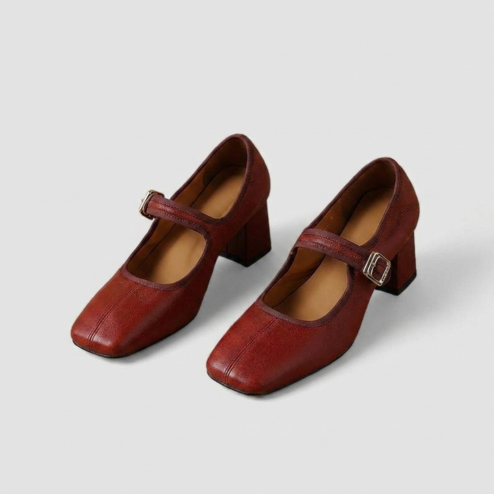 Classic Block Heel Slingbacks – Closed Toe Strap Detail