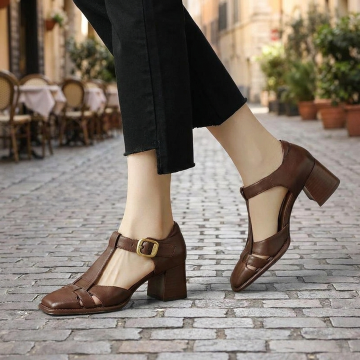 Classic T-Strap Block Heels – Closed-Toe Everyday Pumps
