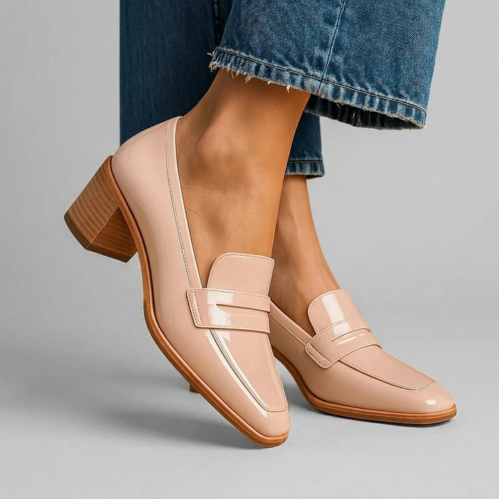 Block Heel Closed-Toe Slip-On Heels