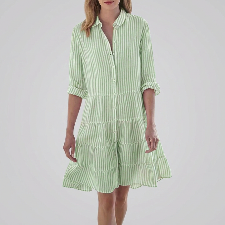 Striped Button-Front Midi Dress