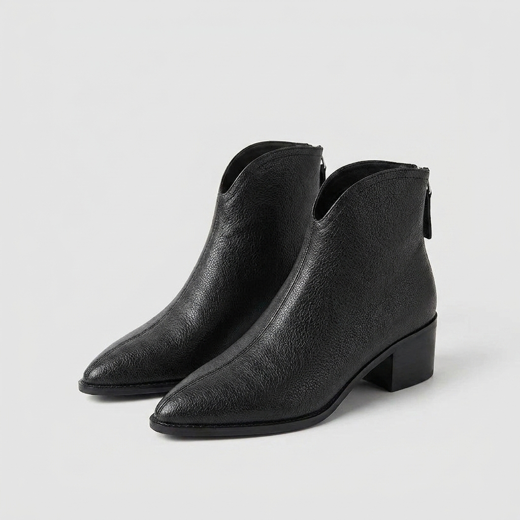 Women’s Ankle Boots | Block Heel with Pointed Toe Design